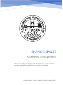 Picture of the front cover of Sharing Spaces guide for city-centre organisations