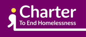 Charter to End Homelessness_Colour Logo Charter To end Homelessness logo. Purple background with white writing