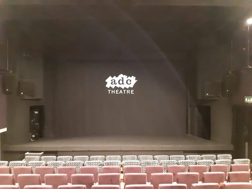 safety-curtain Photo of ADC Theatre stage with safety curtain down